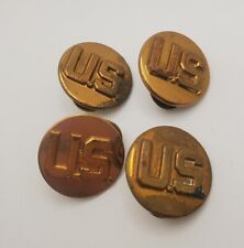 US Army Collar Disc Collar Pin Pinchback Lot of 4 Brass Buttons Vintage Insignia picture