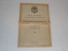 1945 Ville de Reims German Capitulation Designation of Room Rare WW2 Pamphlet picture