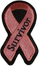PINK RIBBON BREAST CANCER SURVIVOR PATCH - Pink - Veteran Owned Business. picture