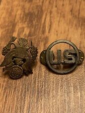 WWII Era Gold Tone E Pluribus Unum Eagle  Pin Small Damage + 1 US Military Pin picture