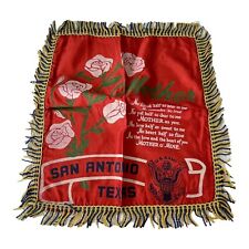 U.S. Army San Antonio Base Red Rose Mother Sweetheart Cloth 18x18 Vintage 1950s picture