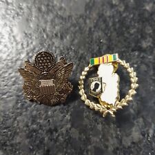 lot of 2- US Seal Eagle Gold Plated & POW MIA Vietnam Wreath - Hat or Lapel Pins picture