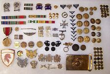 Large Lot Vintage WWII Brass Sterling US Military Uniform Pins Buttons picture