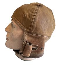 WW1 RFC PILOTS CONKER BROWN LEATHER FLYING HELMET  UNTOUCHED ORIGINAL LINED picture