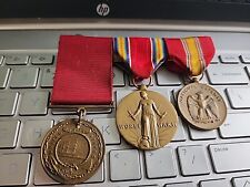 World War II Victory Medal Ribbon Bar Navy National Defense Campaign Service Set picture