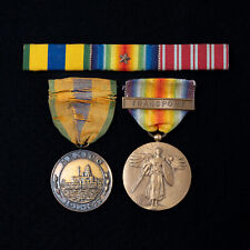 Numbered Mexican Campaign & WW1 Victory Medal Grouping Original With Ribbon Bar picture