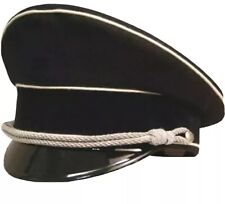 German Allgemeine SS Officers Black Visor Cap With White Pipping picture