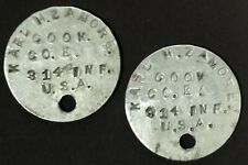 Original WWI WW1 US Dog Tags Karl H Zamore 314th Infantry Company E picture