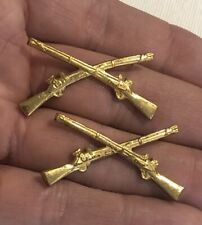 2 WWII WW2 Amcraft US Army Infantry Crossed Rifles Military Insignia Pins Pair picture