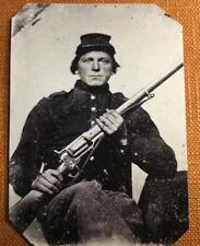 Civil War Union Uniformed Soldier with Colt Revolving Rifle  RP tintype C1181RP picture