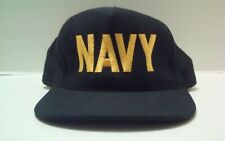 Vintage U.S. Navy  Hat Cap Snap Back Eagle Crest Blue Yellow One Size Fits All  picture