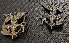 Lot of 2 Vintage WW2 Sterling Silver US Navy Caduceus & Anchor Medical Pins picture