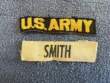 US Army White Name Tape 1950s Or 1960s Original SMITH Black Gold b picture