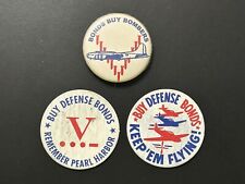Vintage US WWII 2 Milk Caps Bonds V + Bomber Bond Pin picture
