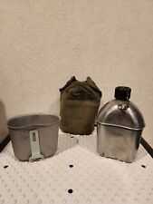 Vintage US Military Army Metal Aluminum Canteen With Cup & Lined Insulated Cover picture