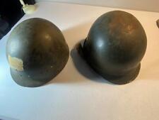 Original WWII US M1 Combat Helmet Fixed Bale Front Seam w/Capac Liner picture