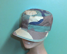 US Army Issue Woodland Camouflage Patrol Hat Cap with Ear Flaps Size 7 picture