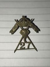 Kb137- WW2 27th Lancers Brass Cap Badge picture