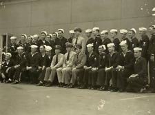 1945 Military WWII Era USN Navy Sailors Officers Group Photo Large 8x10 Vintage picture