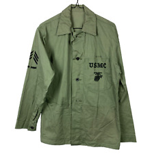 Vintage WWII USMC Green Herringbone P41 HBT Button Down Jacket picture