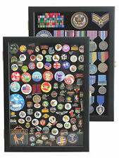 Pin Display Case Shadow Box for Lapel Political Pins Beach Tags, REAL GLASS Door picture