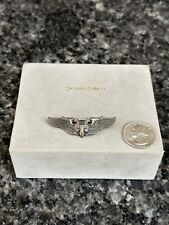 WWII Sterling Silver US Military Air Force Gunner Bomber Wings Brooch Pin 2” picture