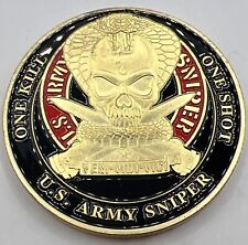 * RARE US ARMY SNIPER COIN ONE SHOT AND ONE KILL ARMY PROUD NEW-CHALLENGE COIN picture