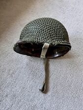 WWII U.S. M1 Helmet, Front seam Fixed Bale, Inland Liner, Original Paint picture
