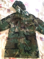 VTG US Army Military M-65 Woodland Camo Cold Weather Button /Zip Field Coat sz L picture