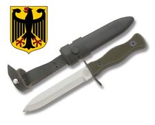 German Army Combat Fixed Blade Knife w/ Leather+Metal Sheath Bundeswehr Military picture