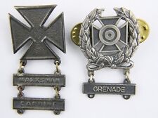 Lot 2 Marksmanship Qualification Badge Pin WWII Marksman Carbine Grenade Maltese picture
