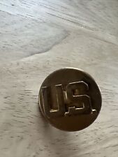 WWII Era US Military US Collar Brass Badge Screw Back Pin WW2 Vintage  picture