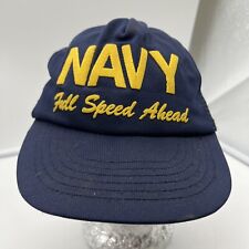 NAVY FULL SPEED AHEAD MESH FOAM HAT VINTAGE SNAPBACK PRE-OWNED ALBANY NEW YORK picture