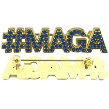 BLUE: Crystal #MAGA pin TRUMP MAGA Make America Great Again picture