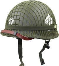 WW2 US Army Helmet Replica (Green) - Mesh Net, Chin Strap, DIY Paint (M1 Style) picture