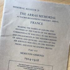 MILITARY HISTORY BOOK: 1914-18 MEMORIAL REGISTER: THE ARRAS MEMORIAL, PART XVI picture