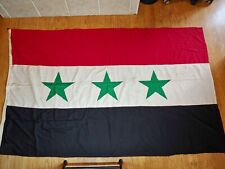 Large Vintage Iraqi Sewn 3 Star Cotton Flag Pre-1991 Iraq 6 1/2' by 4' picture