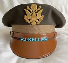 WW2/Korean War Era US Army Military Officers Service Visor Hat Cap Sz: 7-3/8 picture