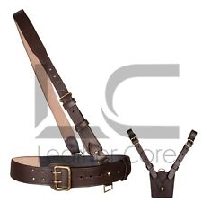 Sam Browne Belt - Genuine Leather Belts Shoulder Strap with Sword Frog Belt picture