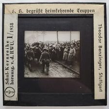 WW1 German Hindenburg troops 1918 war end Kassel photo glass slide original old picture