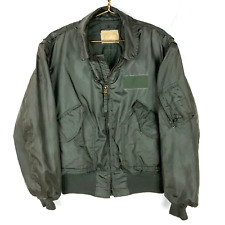 Vintage Us Military Flyers Jacket Large Full Zip Green 1976 Vietnam Era 70s picture