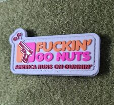Dunkin Donut Go Nuts 3D PVC Tactical Patch Hook&Loop Morale Patch America Pink picture