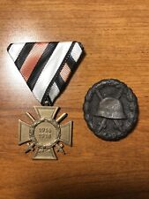 WWI German Wound Badge & Austro Hungarian German Hindenburg Cross Silk Ribbon picture