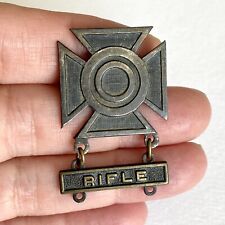 WWII US Army Iron Cross Sharpshooter Rifle Award Badge Pin Sterling Silver picture