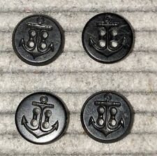 Set of 4 Small Vintage US Military Navy Collectible Button Black Anchor picture