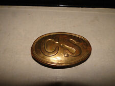 Vintage 20th C Confederate CS Oval Brass Lead Belt Buckle States Civil War Repro picture