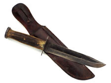 Rare WWII Western fighting knife with leather scabbard. picture