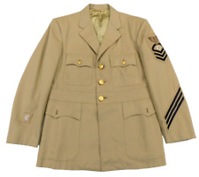 US Coast Guard Auxiliary WWII Uniform Dress Coat 38 S Khaki Summer USCG Jacket picture
