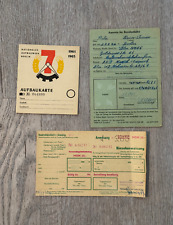 Vintage East Germany DDR GDR Documents blank Aufbaukarte, Report Card + Receipt picture
