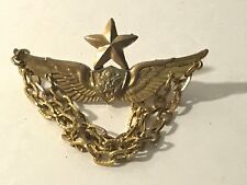 Vintage Military Pin ??? Not Sure Wings Crest Eagle Star Gold Tone 3 chains picture